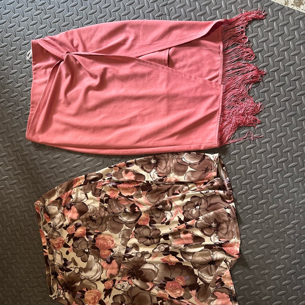 Pink Fringe Skirt and Floral Skirt Set